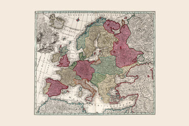 1730 Europa - Historische Wandkarte des frühen 18. Jahrhunderts