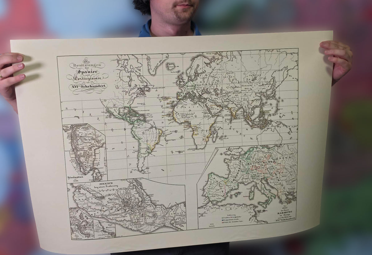 1854 Spanisches & Portugiesisches Kolonialreich Karte - Vintage Historischer Atlas Druck