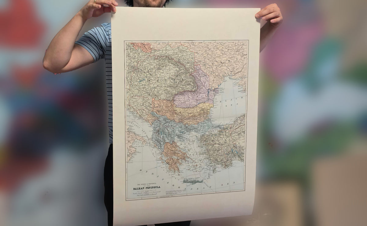 Balkan Peninsula 1904 - States & Provinces - Edward Stanford Historical Map Poster