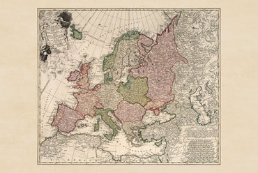 Europa 1743 - Historische Wandkarte aus dem Österreichischen Erbfolgekrieg