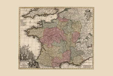 Königreich Frankreich 1740 – Historische Karte des 18. Jahrhunderts