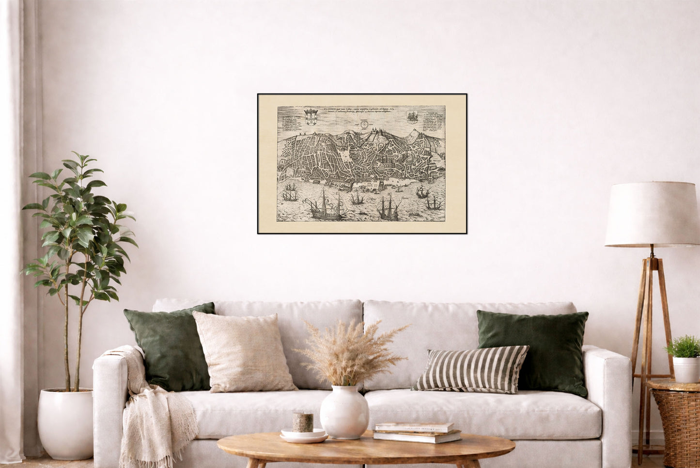 Lissabon Stadtkarte Poster (1600) - Vintage Olissipo Gravur Wandkunst