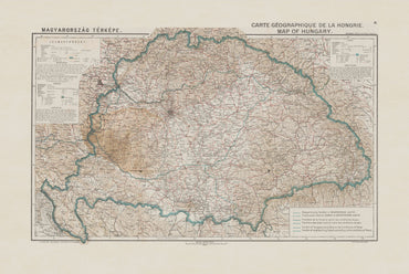 Vintage-Poster mit Karte von Ungarn – Ungarn & Trianon-Grenzen, historische Europakarte, 1920