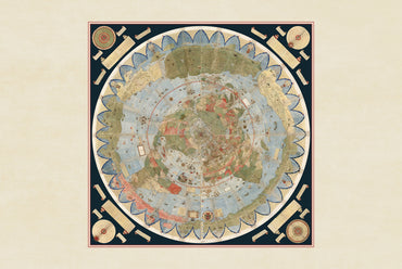 Vintage Weltatlas Karte (1587) – Handkolorierte Polare Projektion Wanddekoration