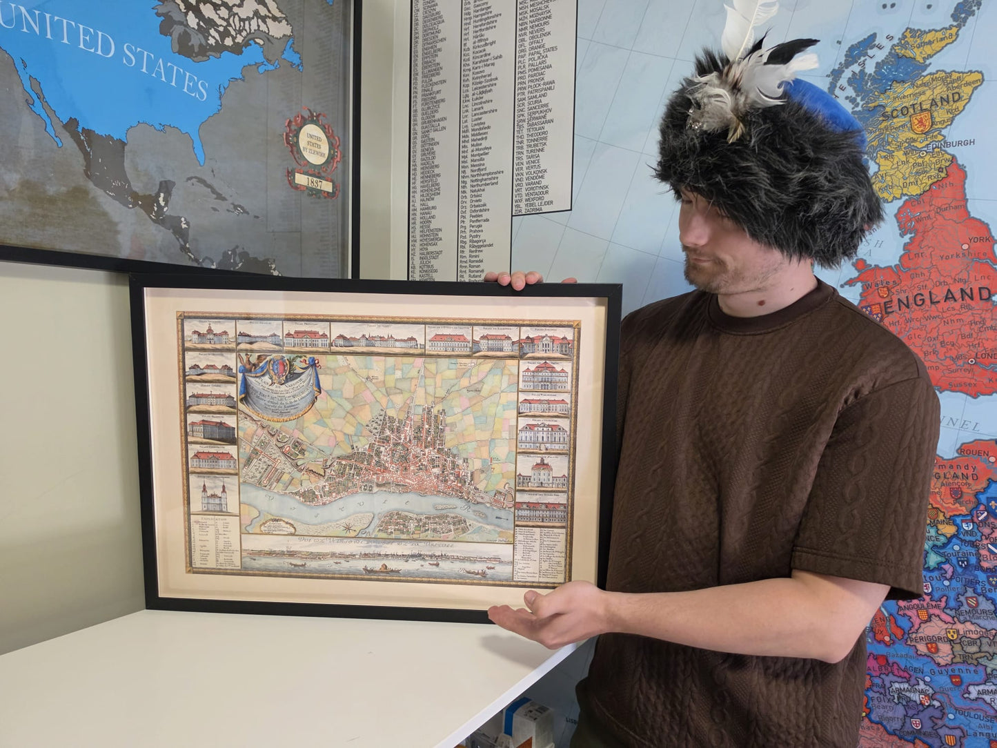Warschau 1772 - Historische Karte der polnischen Hauptstadt mit wichtigen Palästen