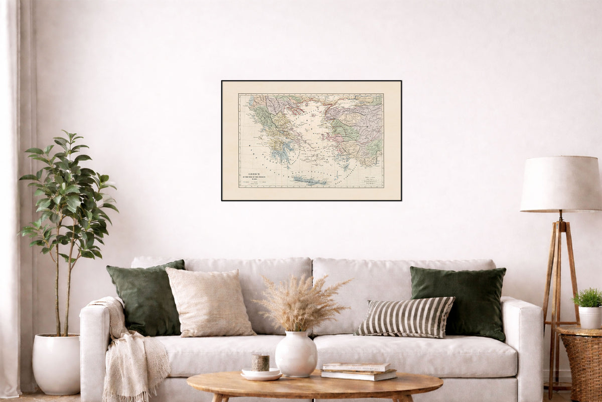 Greece During the Persian Wars 1872 - Historical Map Poster