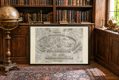 1572 Lepanto Karte Poster - Historischer Plan der Seeschlacht der Heiligen Liga gegen die Osmanische Flotte