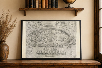 1572 Lepanto Karte Poster - Historischer Plan der Seeschlacht der Heiligen Liga gegen die Osmanische Flotte