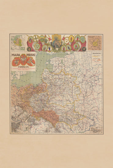 15. Jahrhundert Polen Karte Poster - Vintage Polnisch-Litauische Union Wandkunst