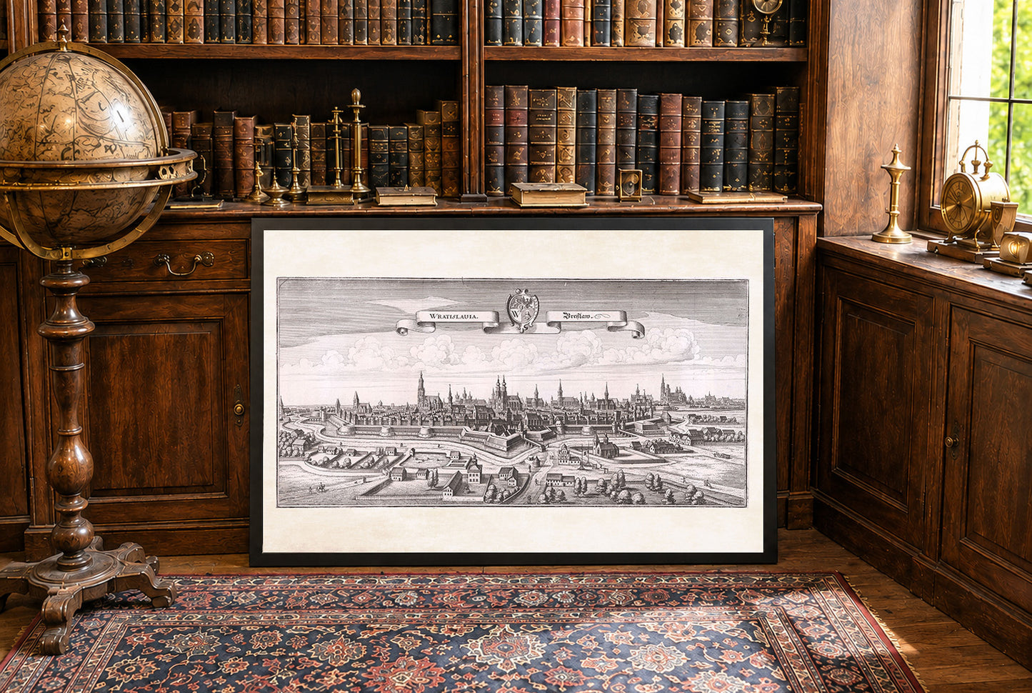 1650 Wrocław Karte Poster - Breslau Stadtplan mit Befestigungen und Kirchtürmen