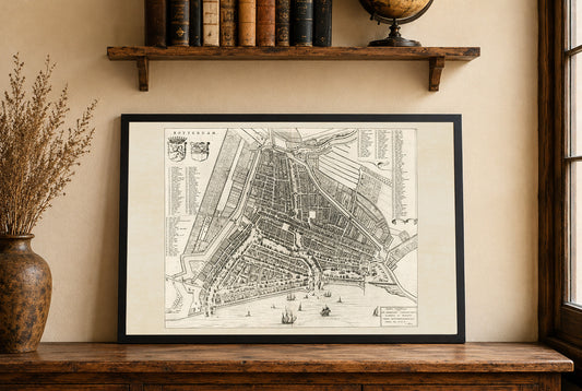 1652 Rotterdam Map Poster - Detailed Bird’s-Eye City Plan with Streets and Waterways