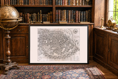1653 Hamburg Karte - Stadtansicht aus der Vogelperspektive des 17. Jahrhunderts mit bastionierten Mauern