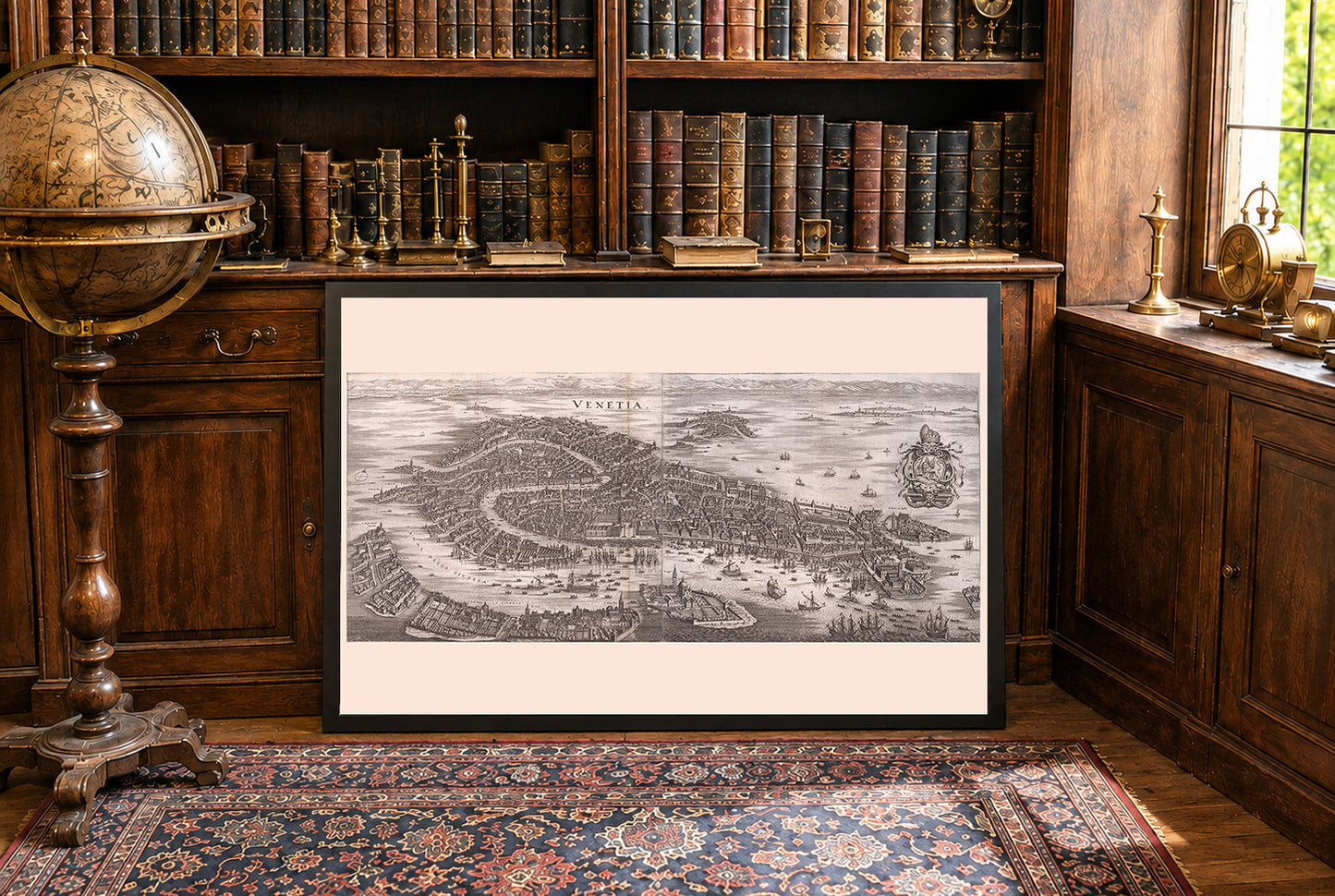 1688 Venedig Kartenposter - Panoramastadtplan mit Grand Canal und Lagunendetails