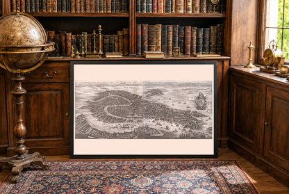 1688 Venedig Kartenposter - Panoramastadtplan mit Grand Canal und Lagunendetails
