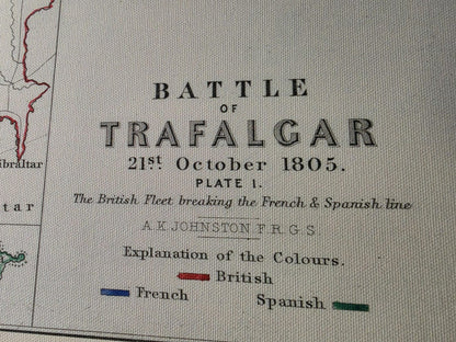 1805 Schlacht von Trafalgar Kartografie-Druck - Historische Seekarte mit Flottenpositionen