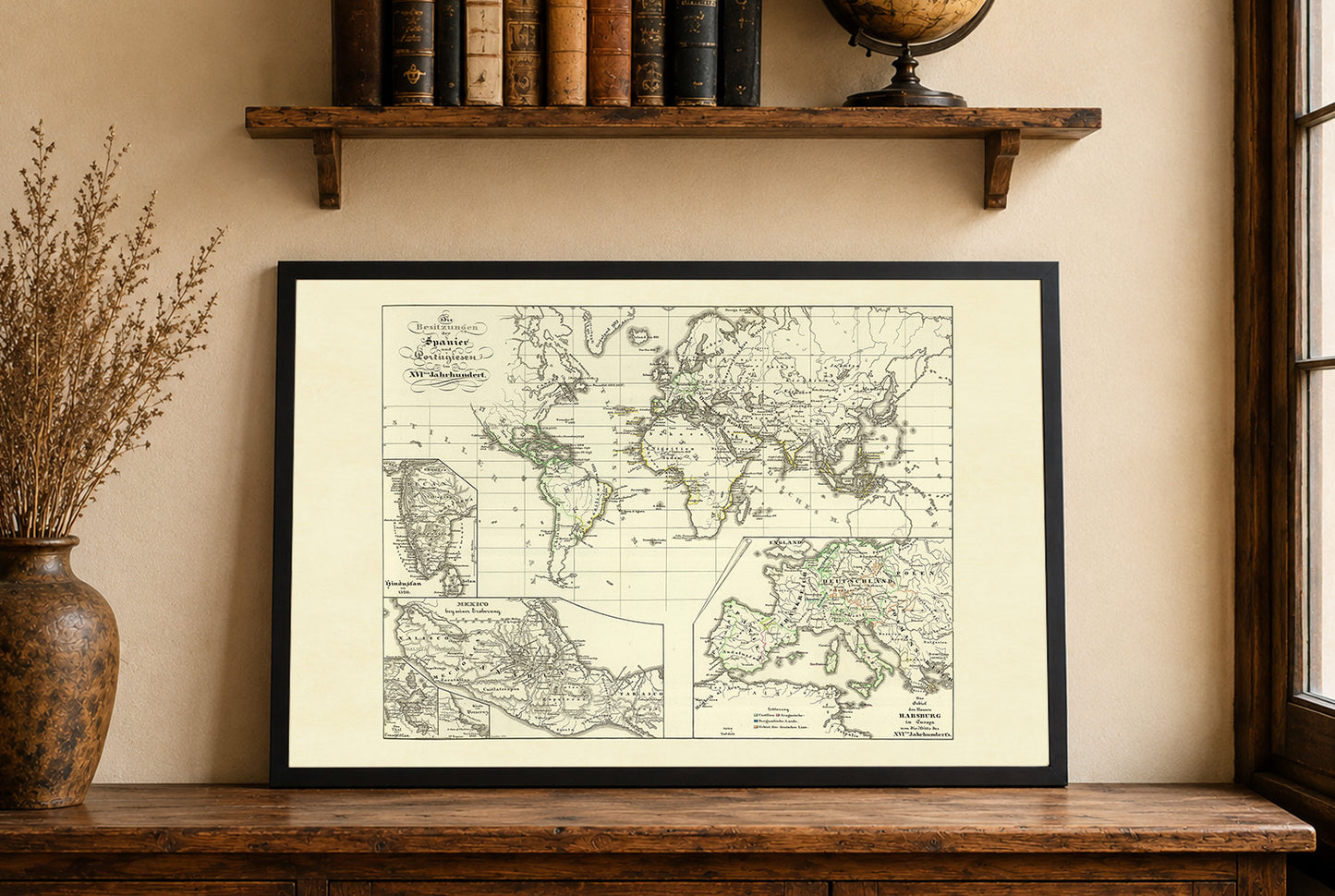 1854 Spanisches & Portugiesisches Kolonialreich Karte - Vintage Historischer Atlas Druck