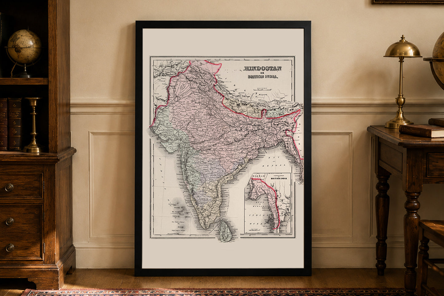 1855 Hindostan Kartografie-Print - Vintage-Karte von Britisch-Indien
