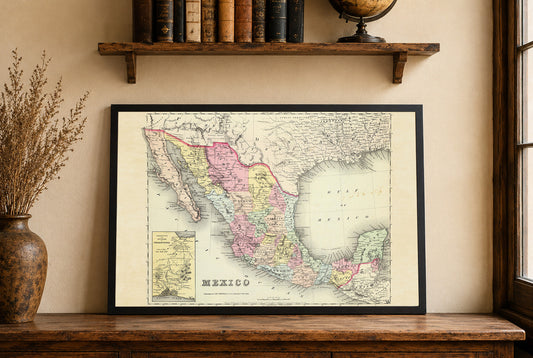 1856 Mexico Cartography Print - Vintage Map with State Boundaries and Regional Detail