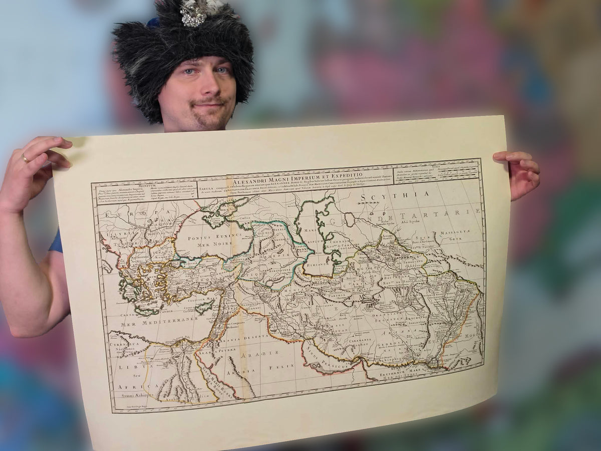 Carte imprimée de l'Empire d'Alexandre le Grand - Illustration des campagnes antiques et des territoires en expansion