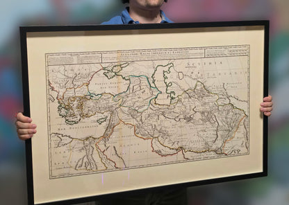 Carte imprimée de l'Empire d'Alexandre le Grand - Illustration des campagnes antiques et des territoires en expansion