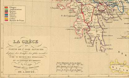 Ancient Greece & Asia Minor 1190 BC - Antoine Philippe Houze 1844 Historical Map Poster