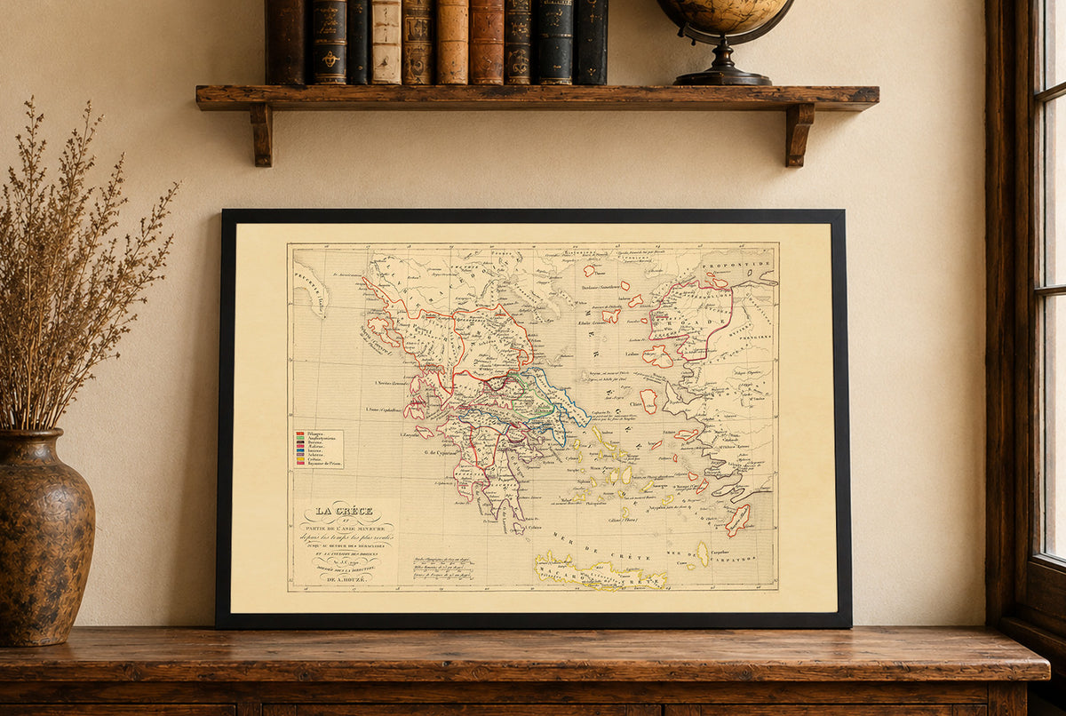 Ancient Greece & Asia Minor 1190 BC - Antoine Philippe Houze 1844 Historical Map Poster