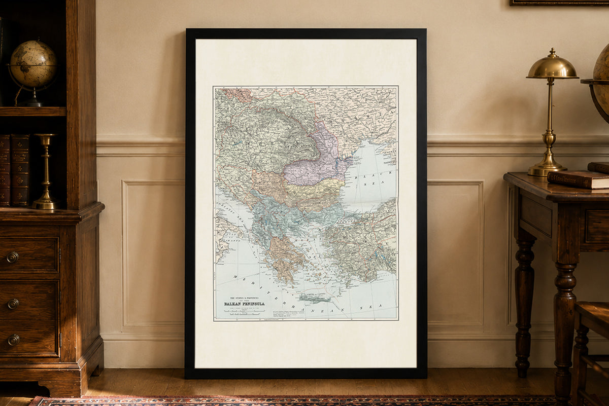 Balkan Peninsula 1904 - States & Provinces - Edward Stanford Historical Map Poster