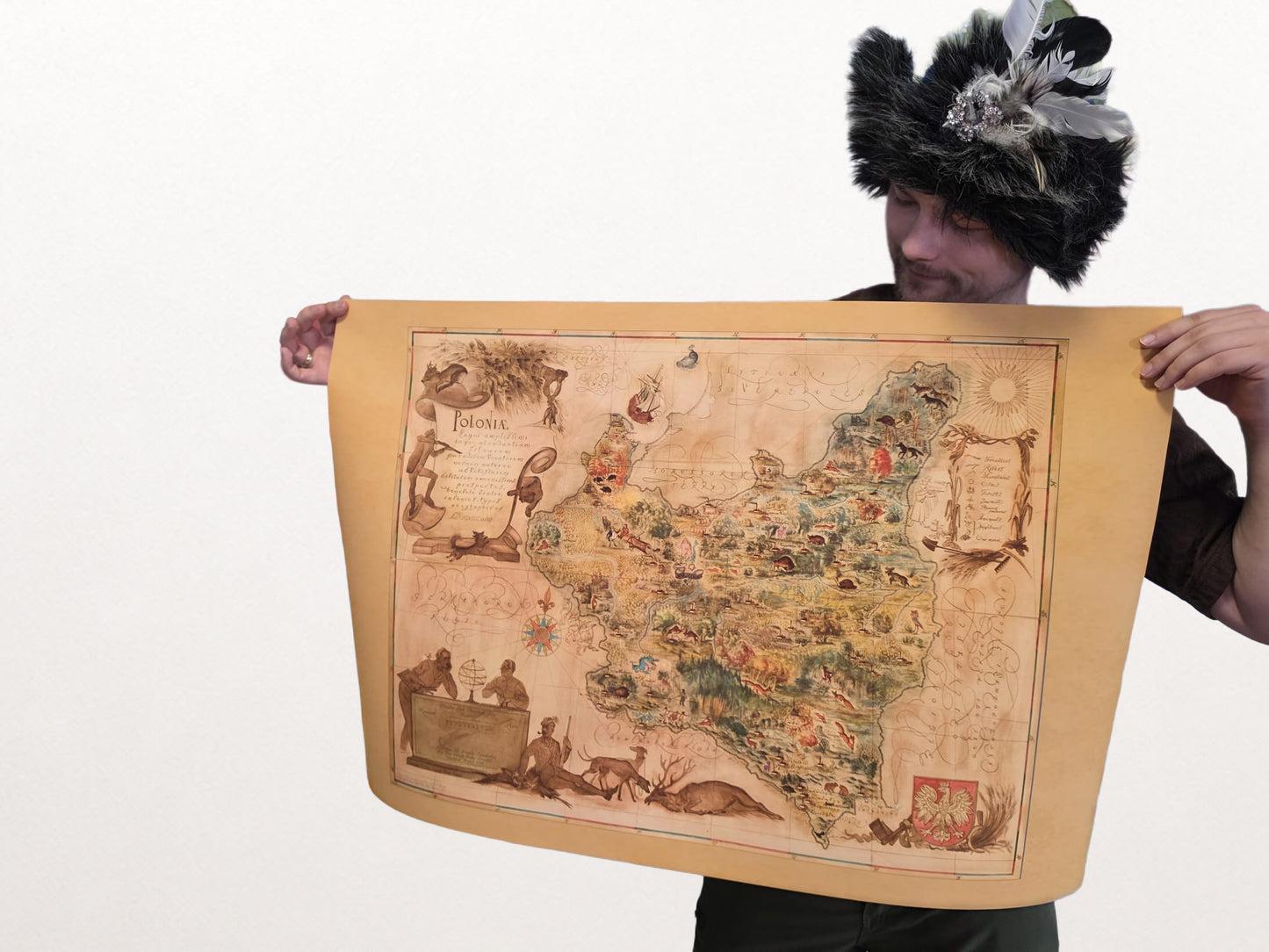 Polen Karte 1938 Druck - ‘Poloniae’ bildliche Karte von Tadeusz Lipski & Eliasz Kanarek | Vintage Weltausstellung Wandkunst