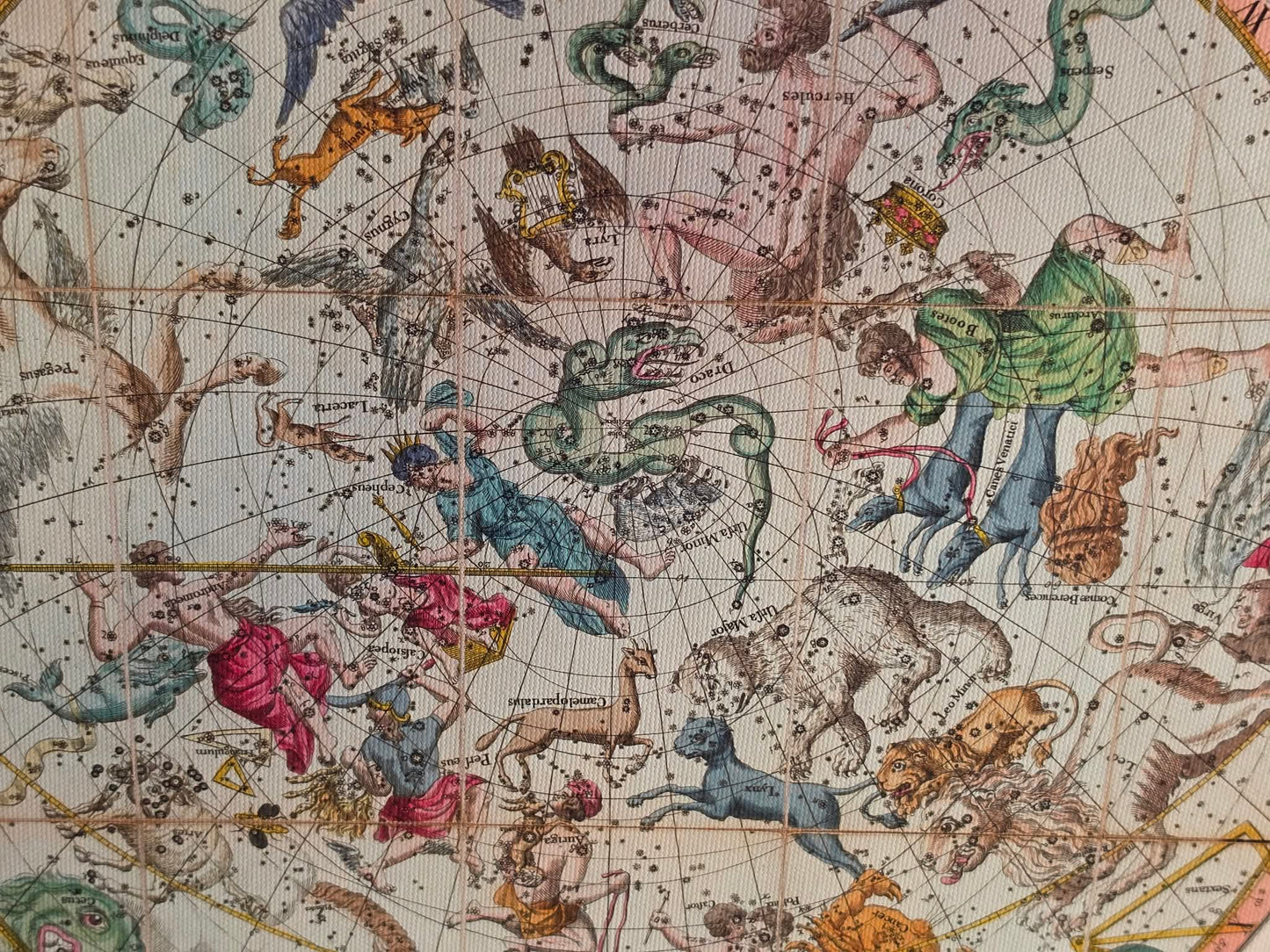 Poster Carte des Constellations Célestes (1820) – Carte du Ciel Vintage des Hémisphères Nord et Sud