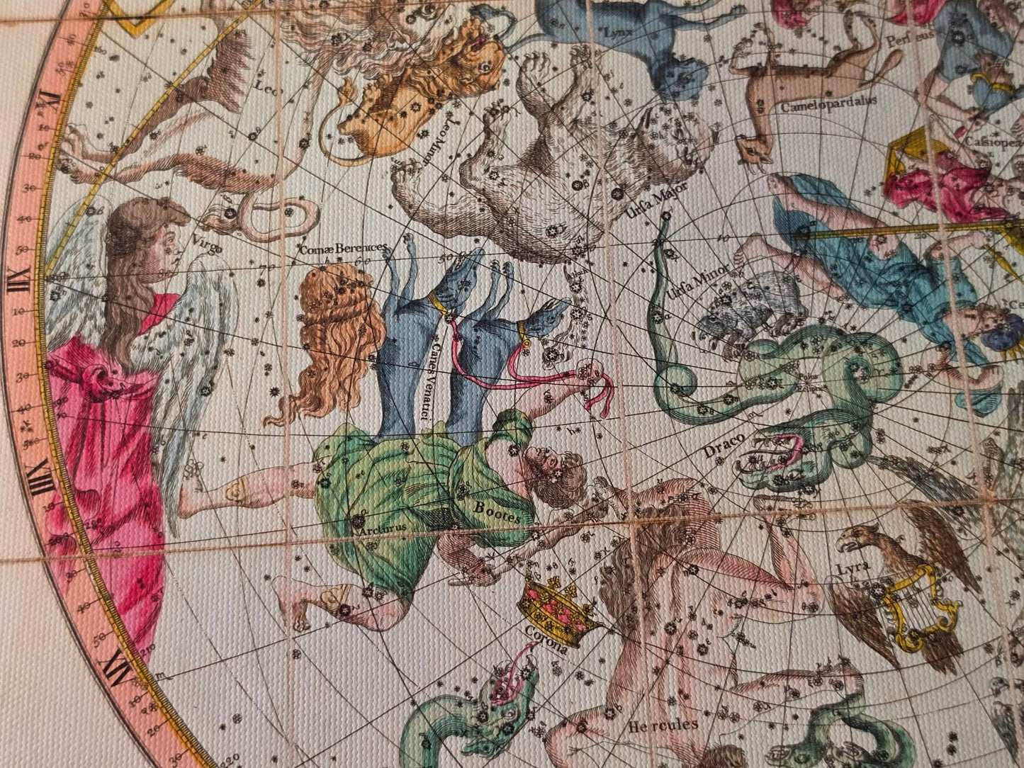 Poster Carte des Constellations Célestes (1820) – Carte du Ciel Vintage des Hémisphères Nord et Sud