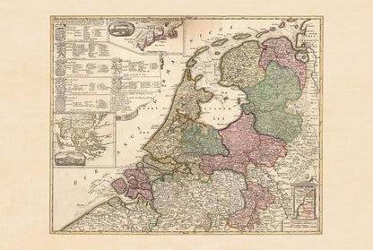 Niederländische Republik 1740 - Historische Karte der Niederlande