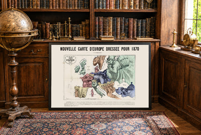 Europa 1870 - Satirische Karikaturkarte des Deutsch-Französischen Krieges