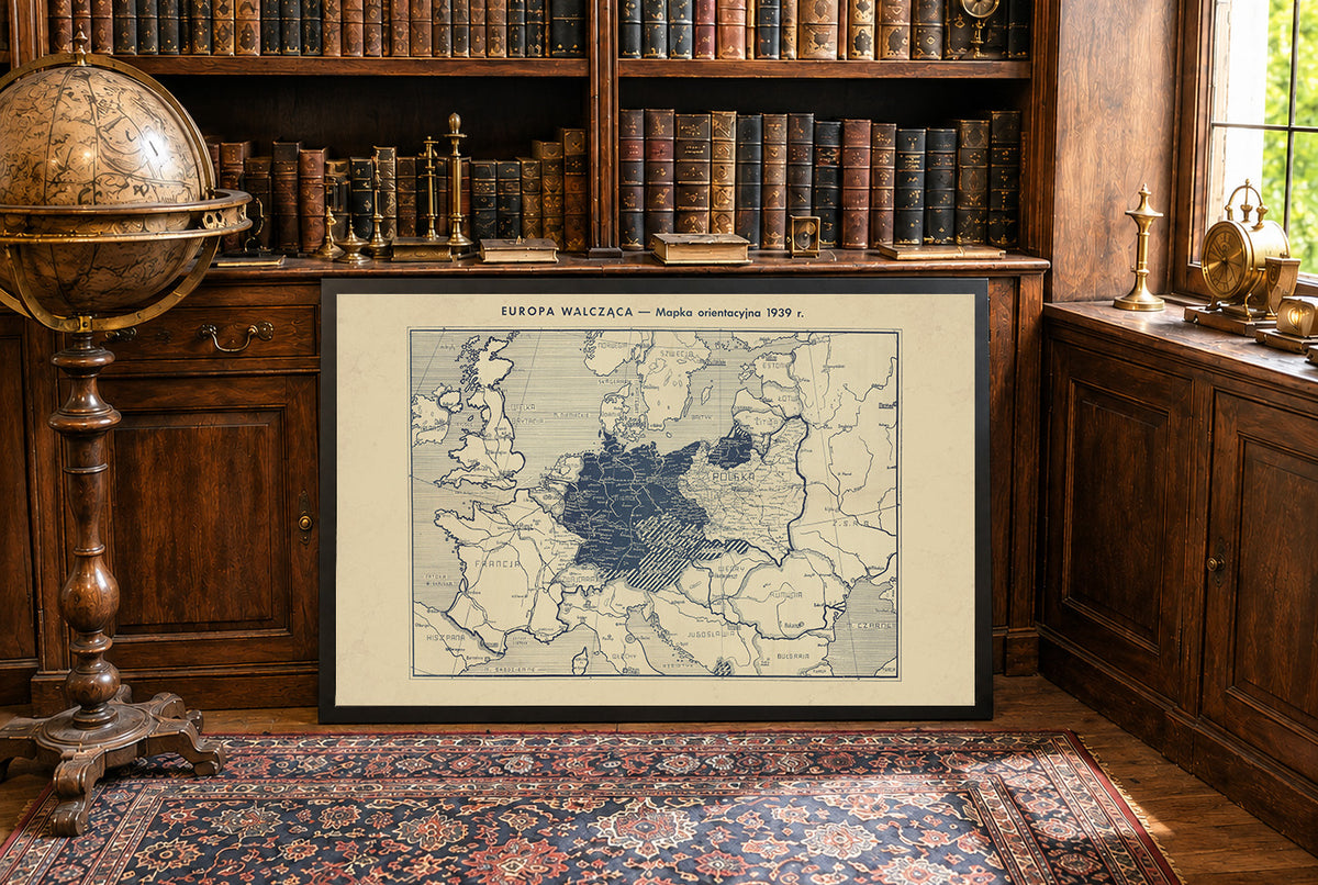 Europe at War 1939 - WWII Europe - Antoni Gołębniak Historical Map Poster