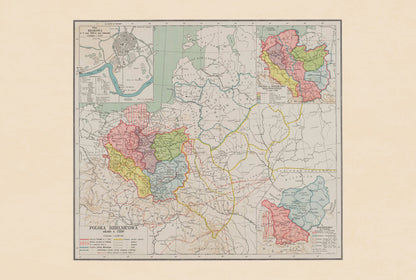 Fragmented Poland 1250 - Piast Duchies - Władysław Semkowicz 1932 Historical Map Poster