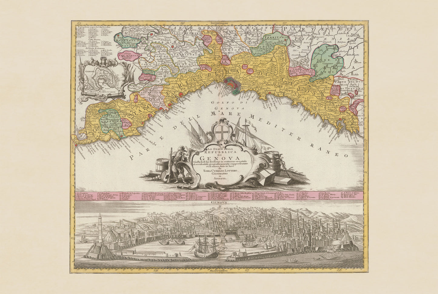 Genua Stadtkarte Poster (1777) - Vintage Panorama & Historische Italien Wandkunst