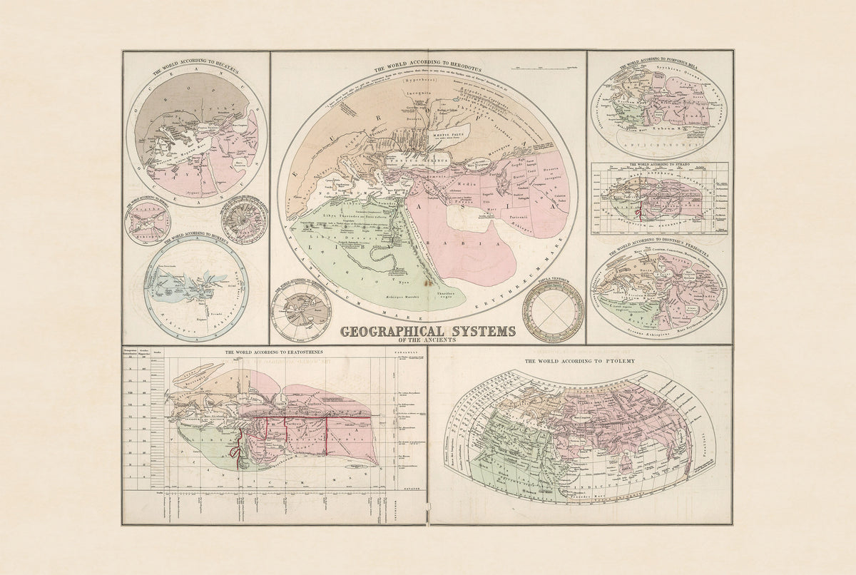 Geographical Systems of the Ancients 1874 - Historical Map Poster