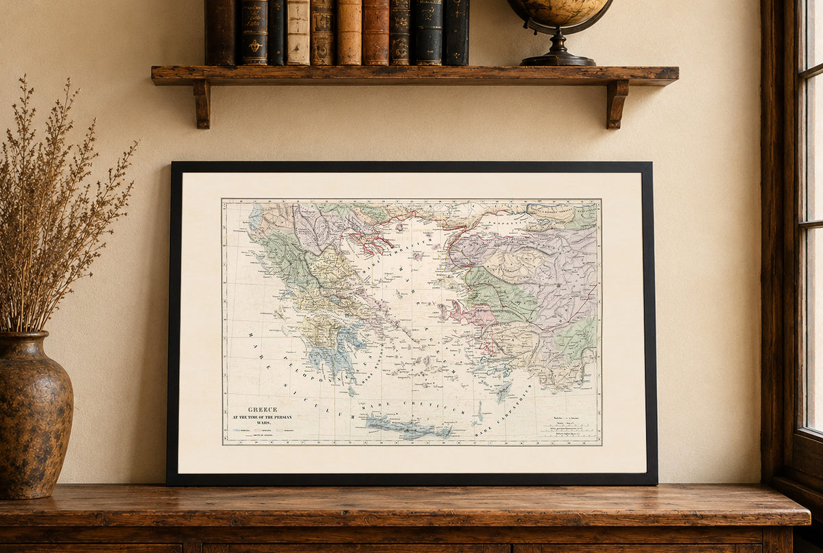Greece During the Persian Wars 1872 - Historical Map Poster