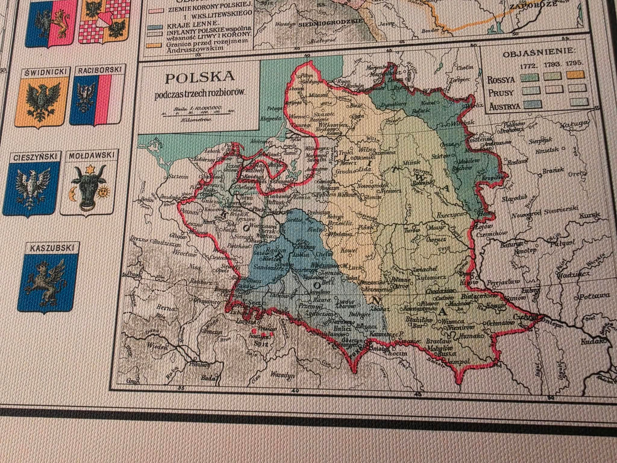 Poster Histoire de la Pologne - 10 Cartes Historiques de Mieszko Ier au Duché de Varsovie