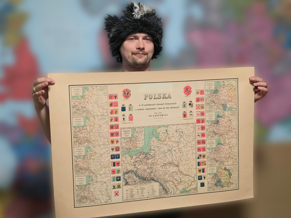 Poster Histoire de la Pologne - 10 Cartes Historiques de Mieszko Ier au Duché de Varsovie