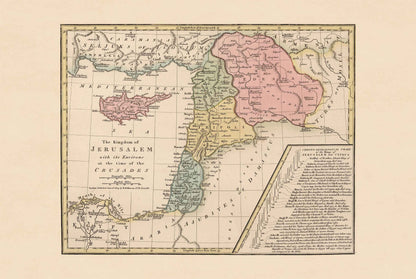 Kingdom of Jerusalem During the Crusades - Historical Map Poster