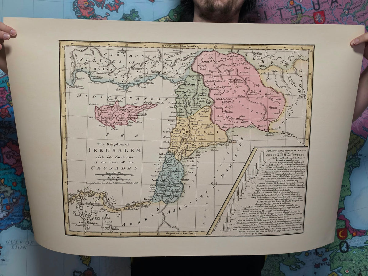 Reino de Jerusalén durante las Cruzadas - Póster de mapa histórico