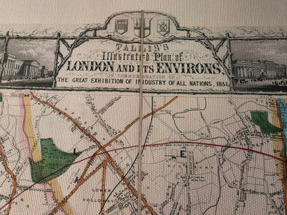 Londra 1851 - Mappa illustrata con i principali monumenti