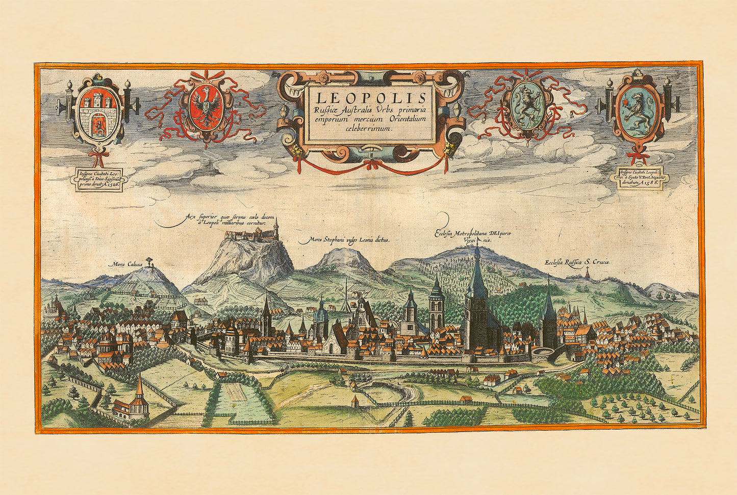 Lviv Stadtkarte Poster (1618) - Vintage Leopolis Gravur Wandkunst