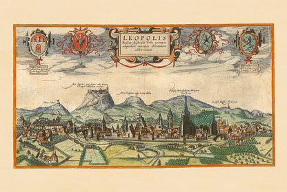 Lviv Stadtkarte Poster (1618) - Vintage Leopolis Gravur Wandkunst
