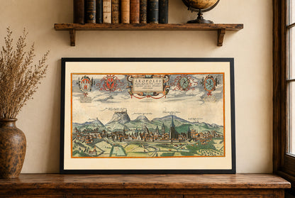 Lviv Stadtkarte Poster (1618) - Vintage Leopolis Gravur Wandkunst