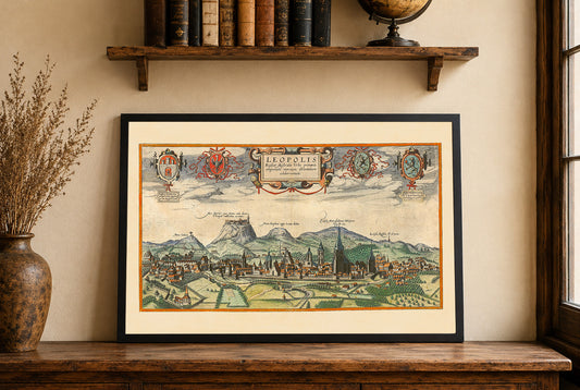 Lviv City Map Poster (1618) - Vintage Leopolis Engraving Wall Art