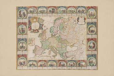 Mapa Europy 1776 - 24 Sceny Historyczne - Jean Baptiste Louis Clouet - Plakat