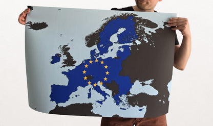 Moderne Europäische Union Karte Druck - EU Länder Grenzen Wandkunst Poster