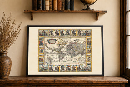Nova Totius Terrarum Orbis 1652 - Roman Emperors - Nicolaes Visscher Historical World Map Poster