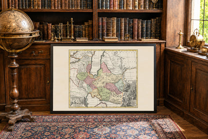 Póster de mapa de Persia: mapa antiguo del Imperio persa e Irán, arte mural del siglo XVIII